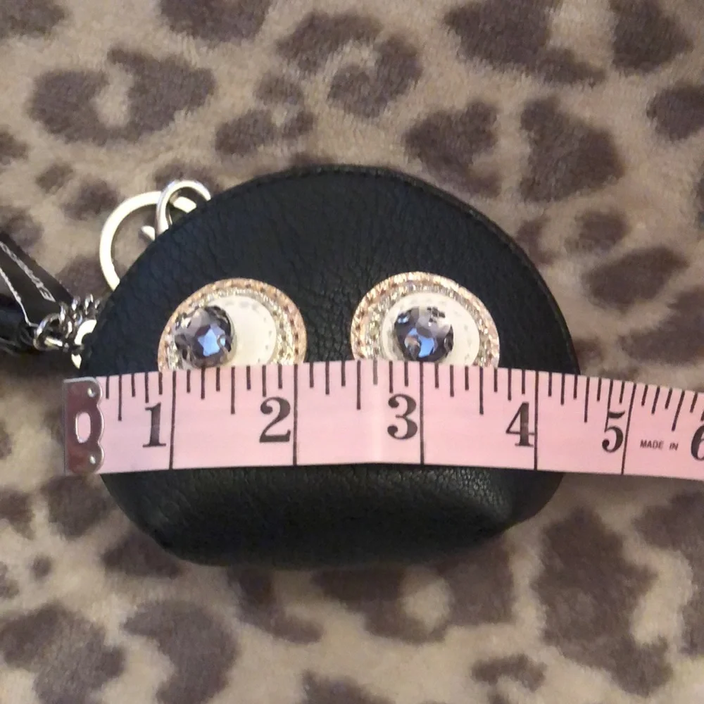 Express Black Faux Leather Coin Purse Keychain Jewels Tassel